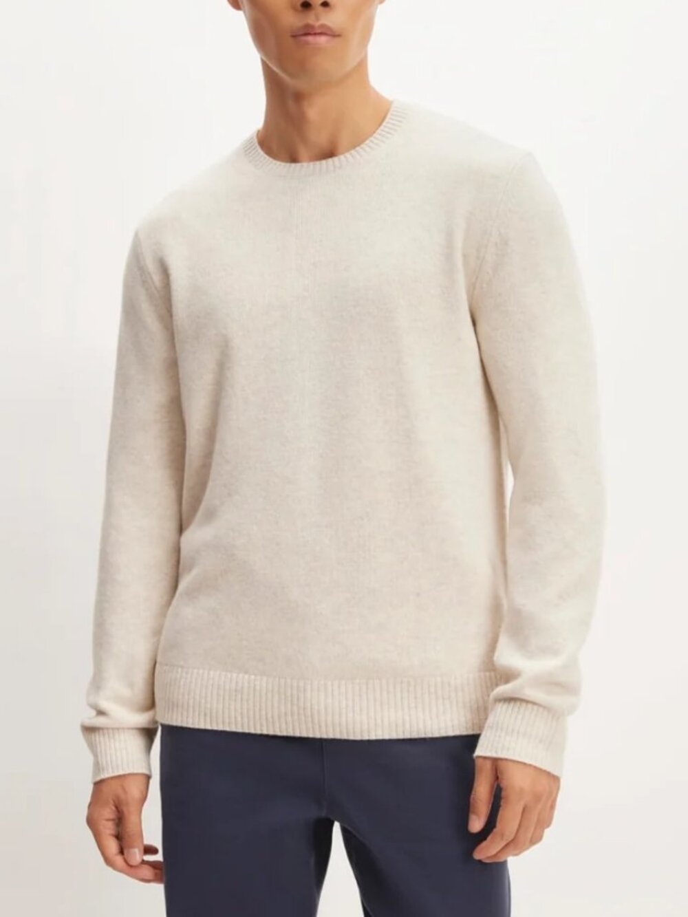 Everlane The Premium Merino Crew Neck Sweater Knit Pullover Cream Ivory size L